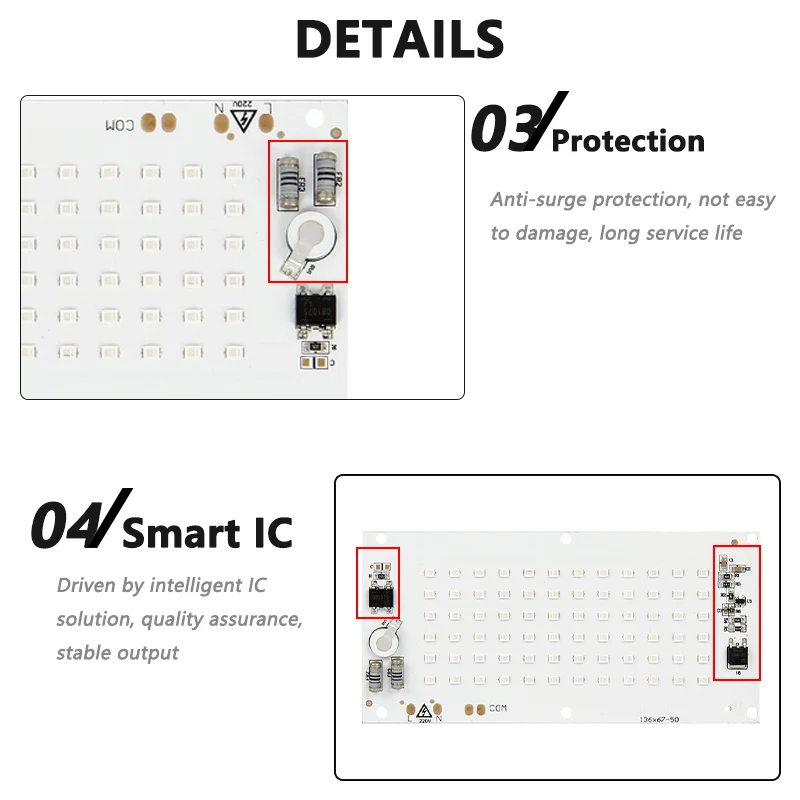 50W 100W UVA UV 395nm LED DOB Linear Light Source Board Drive-Free AC 220V High Voltage Ultraviolet Lamp Beads for Curing Lamps