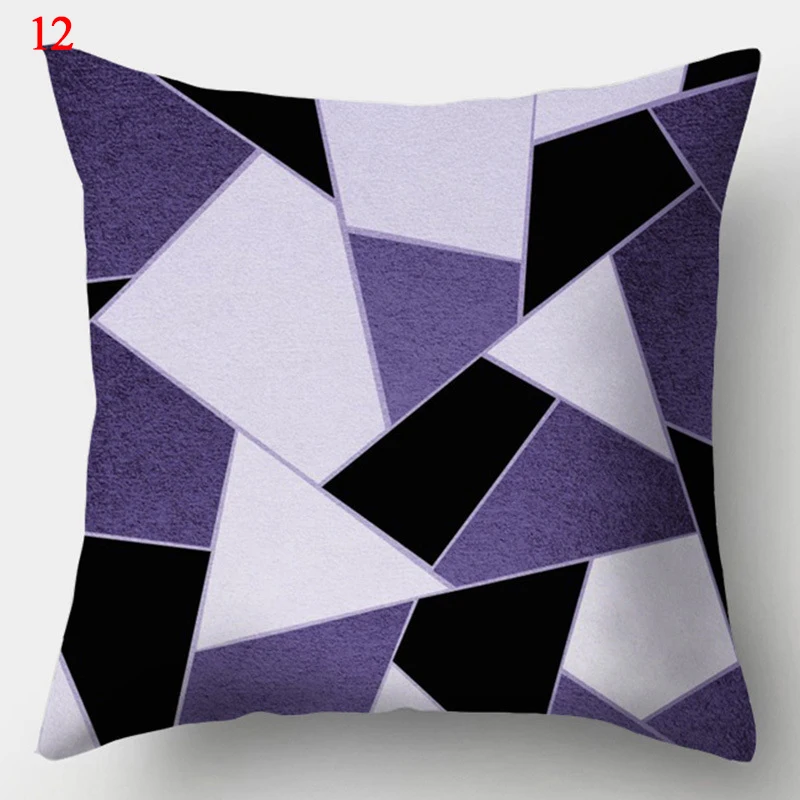 45x45cm Purple Geometric Print Pillow Covers Decorative Square Cushion Cover Polyester Throw Pillow Case for Home Sofa Decor 