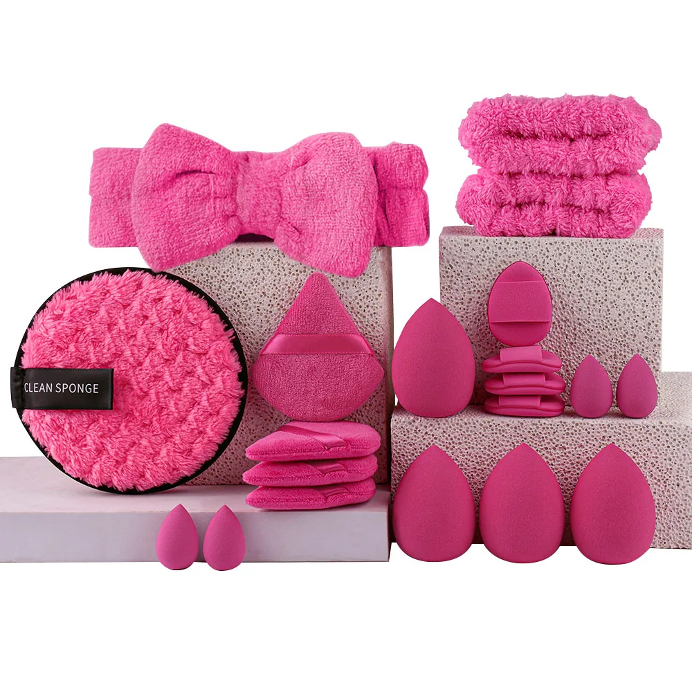 Versatile Multi-Colored Makeup Sponge Collection with Triangle and Mini Puffs