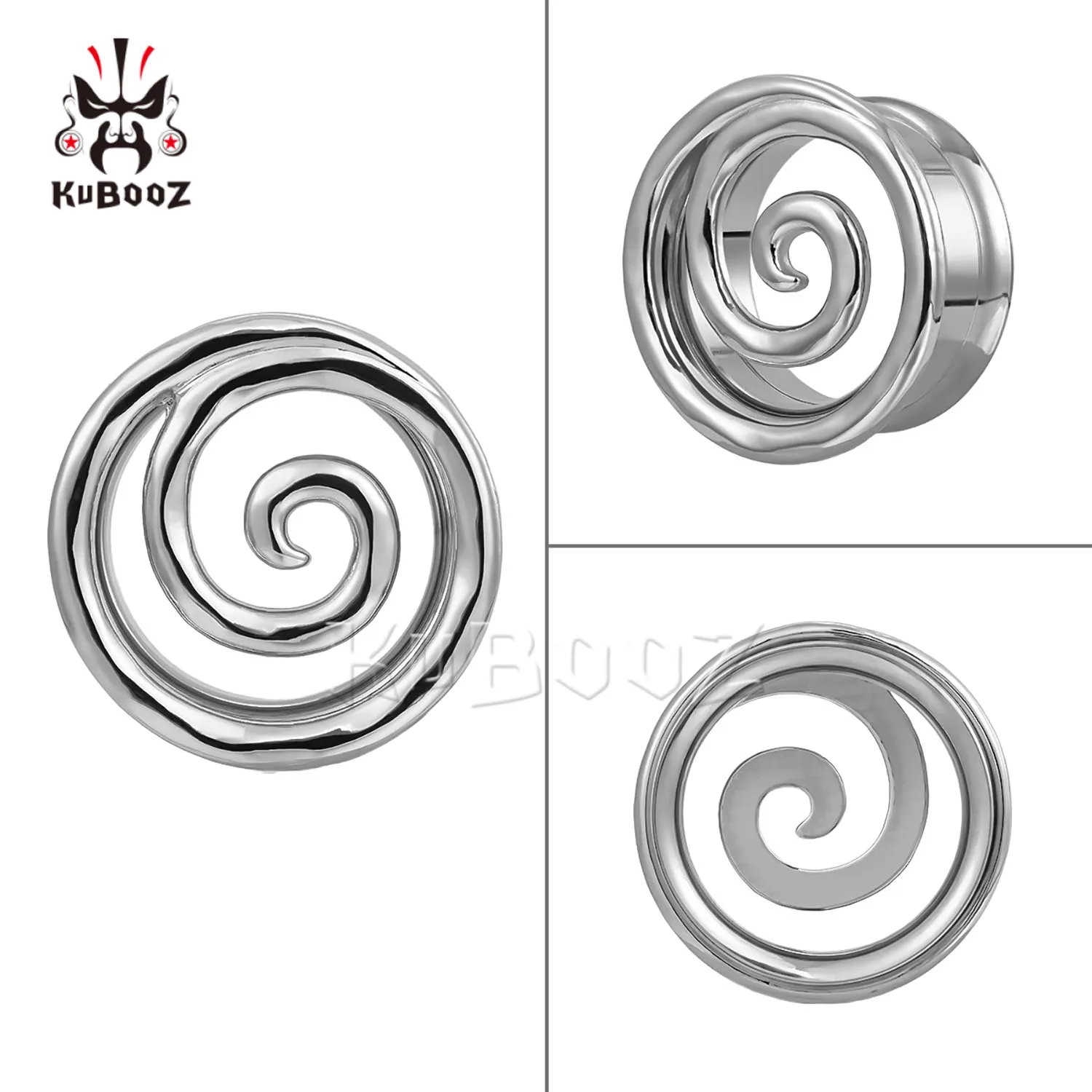 KUBOOZ Einzigartige Schneckenform Ohrtunnel Plug Gauge Bahre 8-25mm Edelstahl Ohr Expander Unisex Körper Piercing Schmuck – Detail 5
