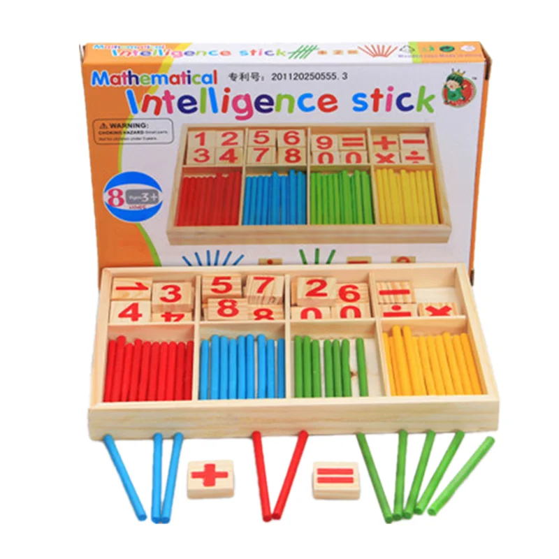 Wooden Counting Sticks Calculate Learning Box Mathematics Teaching Aids for Early Childhood Education Digital Puzzle Toys