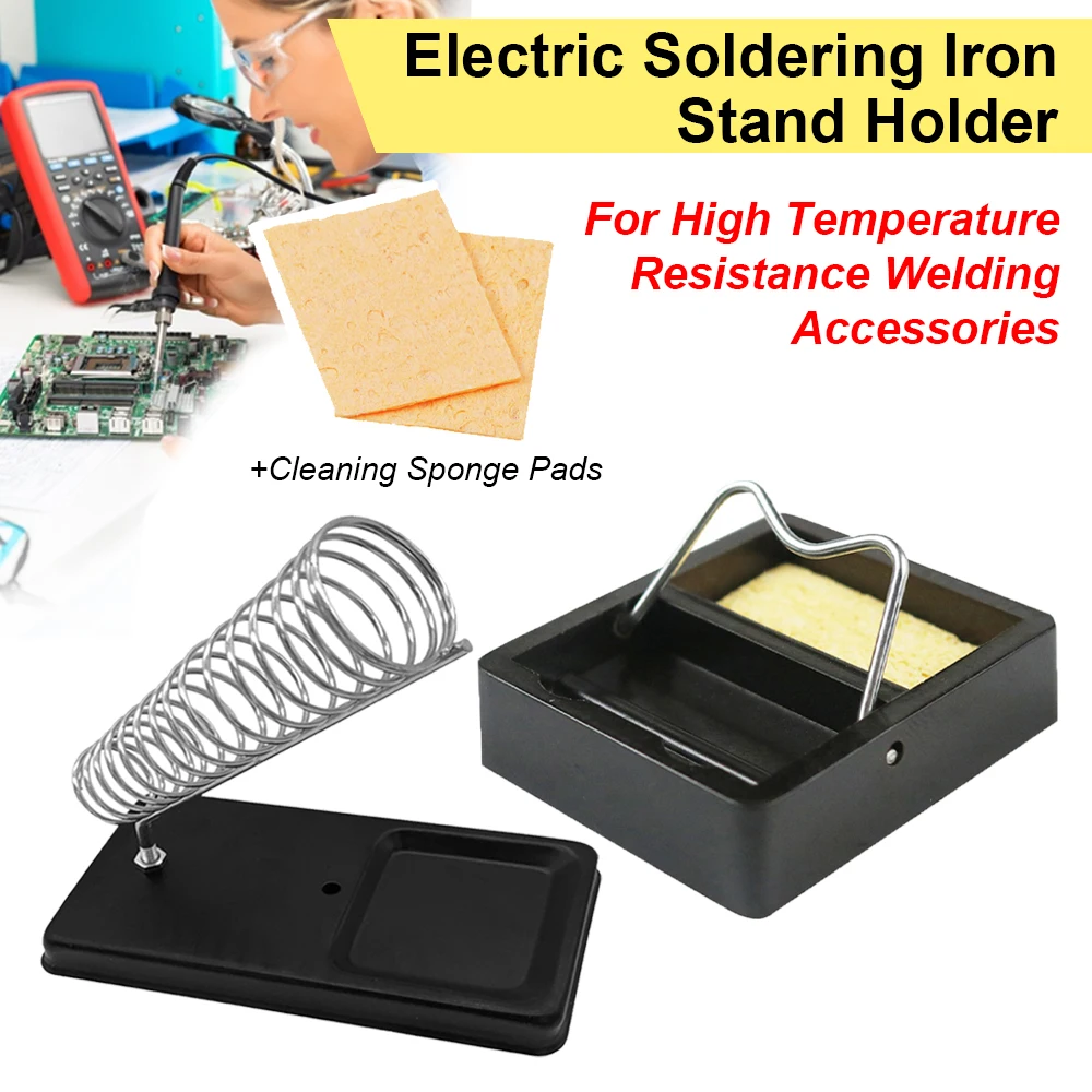 Soldering Iron Electric Stand Holder With Welding Clean Sponge Metal