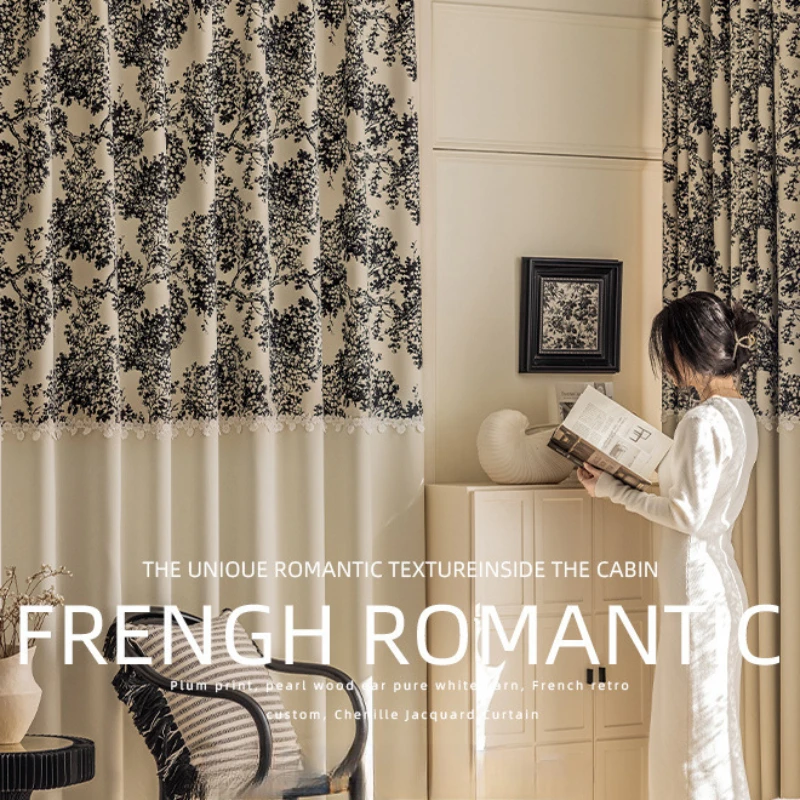 

Французские ретро-занавески для гостиной, спальни, роскошные тканевые шторы в современном стиле из шенилла, элегантные высококачественные светонепроницаемые шторы