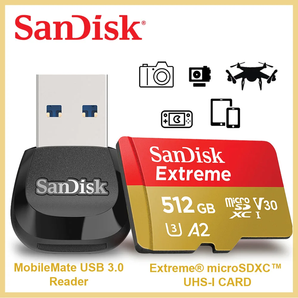 Ser amado muñeca Silicio SanDisk tarjeta microSD Extreme MobileMate USB 3,0, lector A2 4K de alta  velocidad, 190 MB/s, UHS I, tarjetas de memoria micro SD para cámara  Nintendo| | - AliExpress