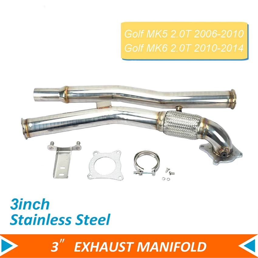 Car Exhaust Downpipe for VW Golf MK5 MK6 2.0T Turbo Down Pipes For Audi ...