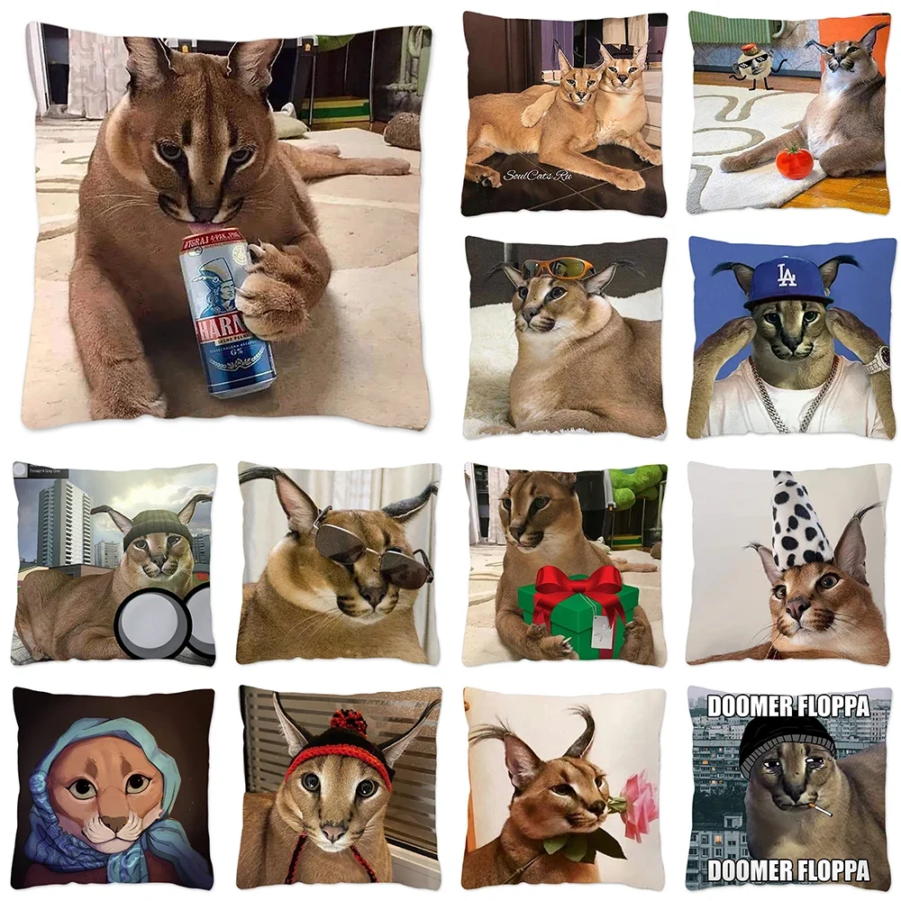 

Милый чехол-подушка Floppa Meme 45x45 домашний декор Dakimakura Забавный Каракал кошка наволочка для гостиной Housse De Coussin