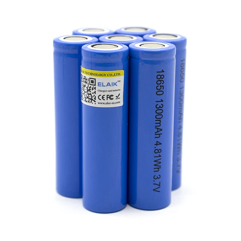 

1-20pcs ELAIK 3.7V 1300mAh 18650 Energy Storage Battery Pack Rechargeable Lithium Battery Performance Can Be Widely Applied