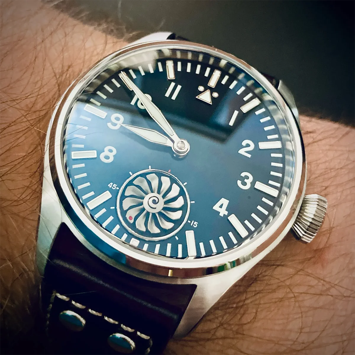 men's manual mechanical watch 43MM sapphire waterproof 5Bar BGW-9 mechanical watch