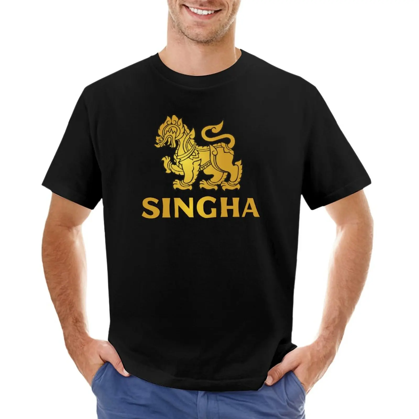 

drink water save the beer and dont forget singha T-Shirt black t shirts oversized t shirt men