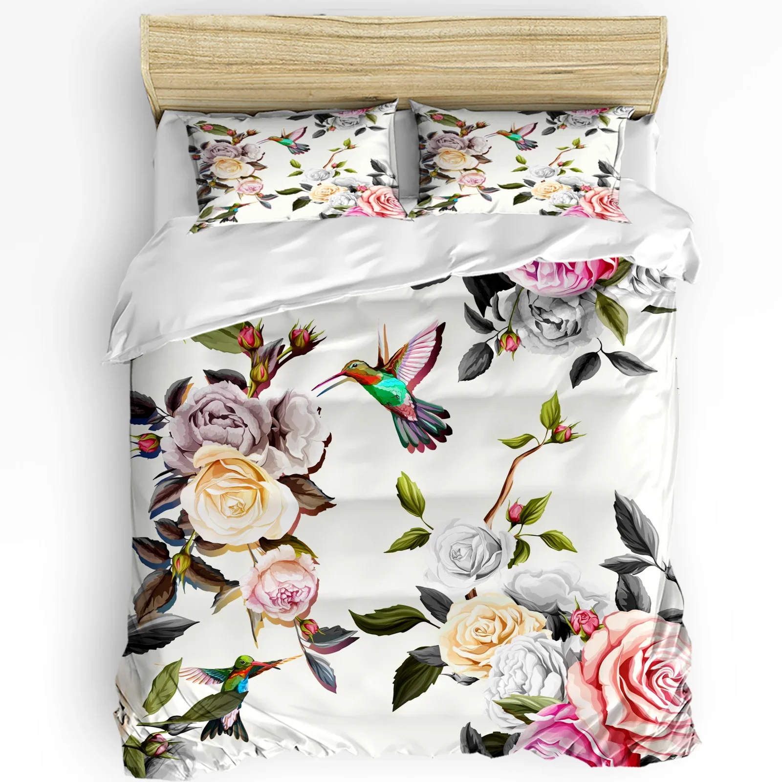 

Watercolour Rose Peony Bird Printed Comfort Duvet Cover Pillow Case Home Textile Quilt Cover Boy Kid Teen Girl 3pcs Bedding Set