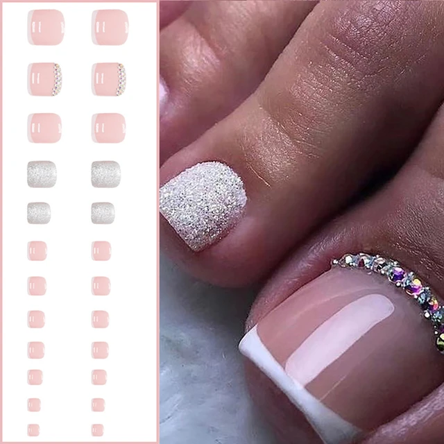 DIY Classic French Pedicure on my Natural Long Toe Nails Tutorial | Rose  Pearl - YouTube