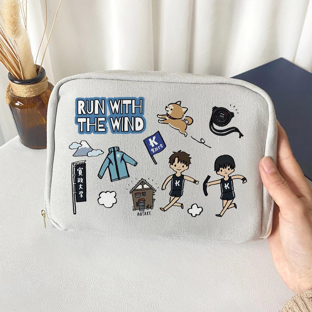

Anime Run With The Wind Pencil Case Make up Cosmetic Bag Stationery Box Large Capacity Storage Bag Studen Canvas Pencil Bag