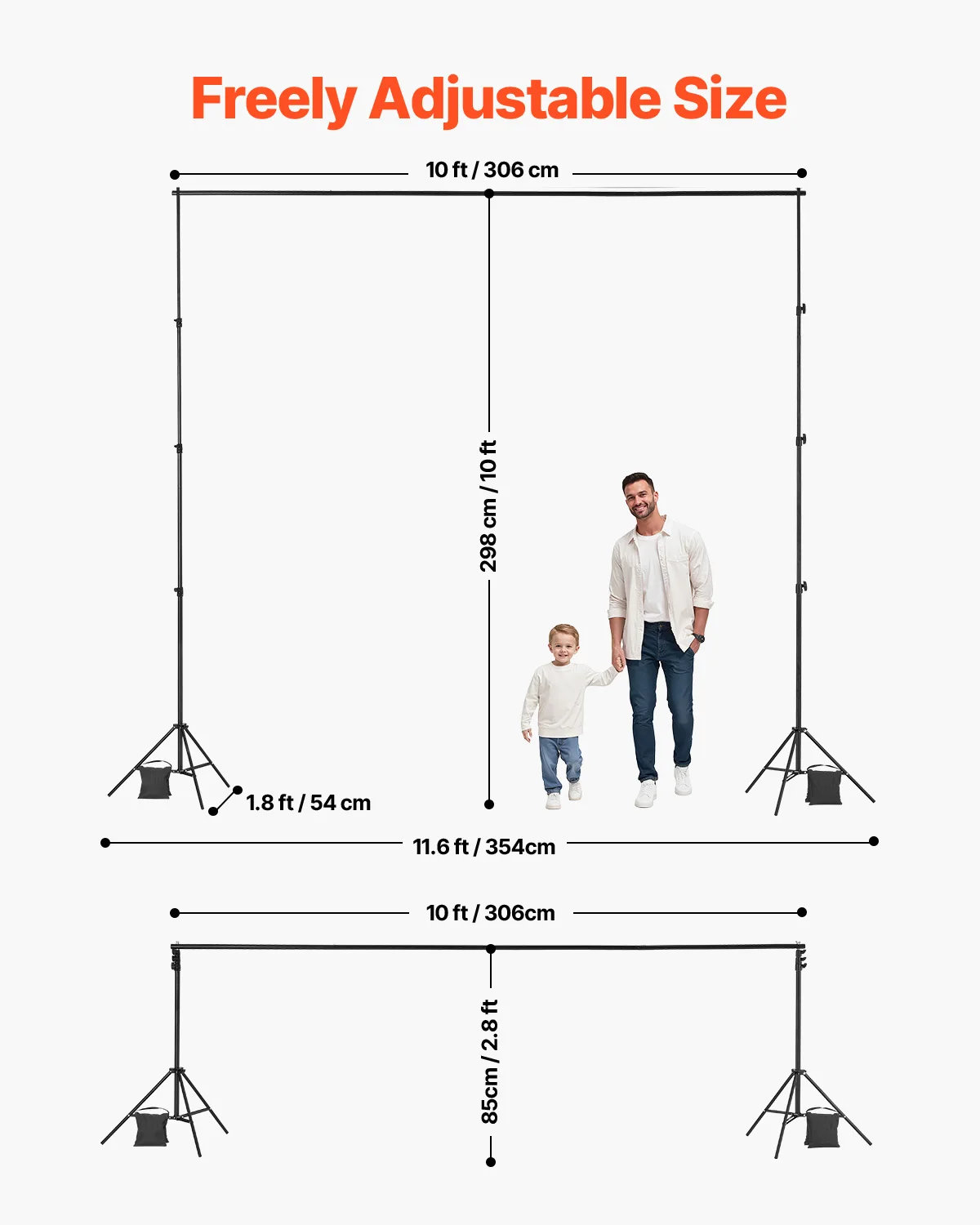 SucceBuy Backdrop Stand Adjustable Photo Backdrop Kit Heavy Duty Projector Screen Stand For Wedding Photo Video Studio Party