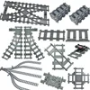 MOC City Train Rail Tracks Straight Crossing Uphill Flexible Switch Forked Curved Railway Building Block Creative DIY Brick Toys 1