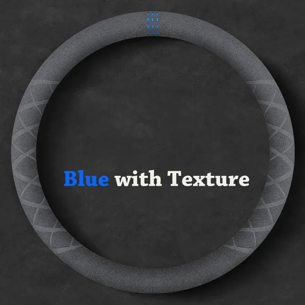Luxury Cowhide Suede Steering Wheel Cover - Breathable and Universal Fit Car Accessory