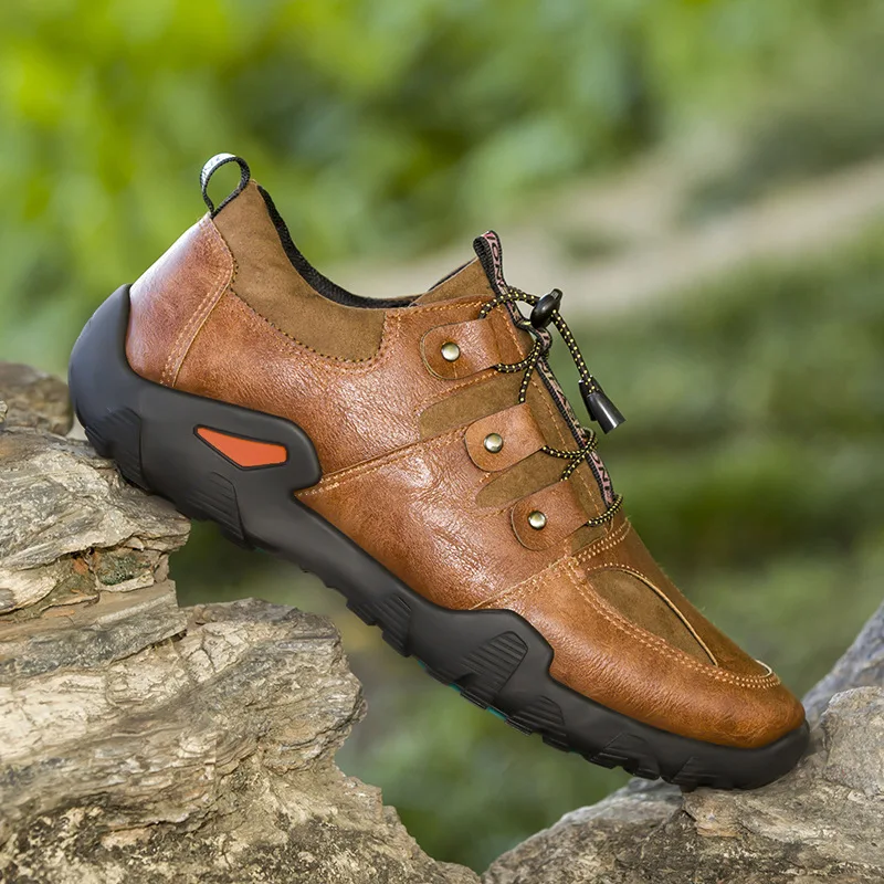 

2022 мужская кожаная повседневная обувь, модные кроссовки, уличная легкая водонепроницаемая обувь для походов, мужская повседневная обувь