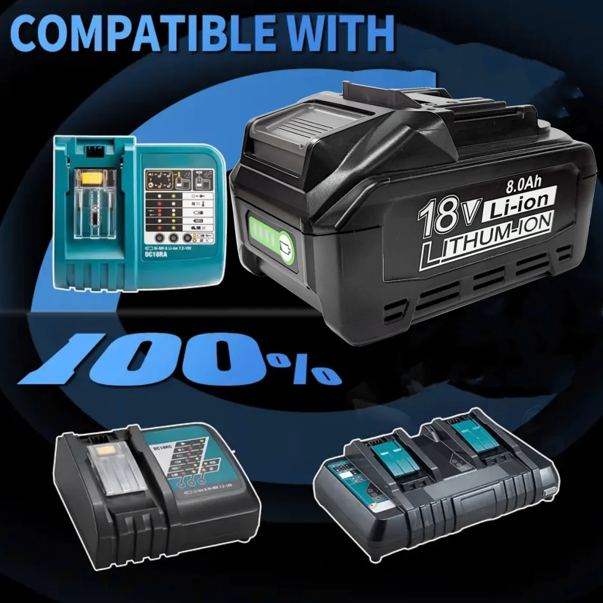 4/2/1pc 8.0Ah BL1860B Battery Replacement Makita 18V Compatible with Makita 18 Volts BL1860 BL1820 1830B 1840B 1850B BL1825