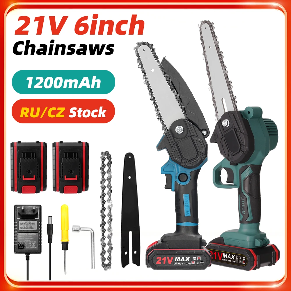 21v 6inch Electric Pruning Saws Mini Wood Splitting Electric Chainsaw