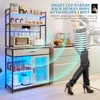 5-Tier Bakers Rack with Power Outlet, Kitchen Bakers Rack with Storage and Lights, Coffee Bar Table,Microwave Stand with 8 Hooks 4