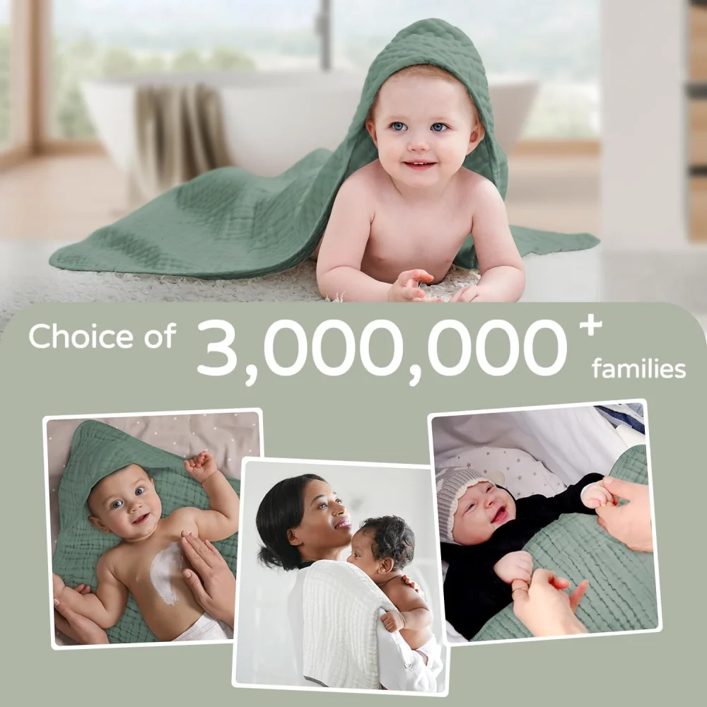 Hooded Beach Towels For Kids 6 Layer Muslin Cotton Baby Bath Towel With Hood For Children Soft And Absorbent Toddler Essential