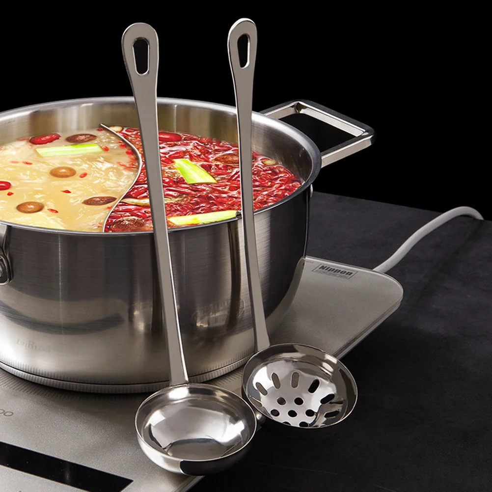 

Ladle Spoon Steel Stainless Colander Soup Strainer Hot Pot Slotted Cooking Skimmer Set Serving Spoons Utensils Metal Handle Food