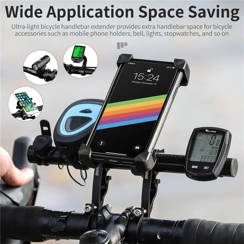 WEST BIKING Bicycle 20-35cm Handlebar Extended Bracket Headlight Mount Bar Computer Clip Double MTB Road Bike Handlebar Extender bicycle accessories,bicycle handlebar,bicycle handlebar extender,bicycle handlebar extension,bicycle bracket