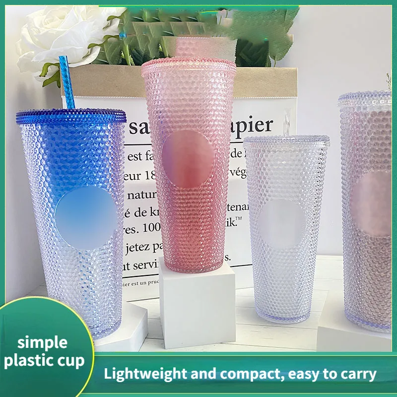 1PC Fashion Creative Water Cup Straw Cup Plastic Summer Cold Water Cup Tumbler With Straw Double
