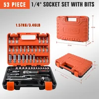 Camecho-Kit d'outils de réparation de voiture, kit d'outils de réparation de voiture, jeu de douilles, cliquet, couple, Wrlike, ChlorAuto, 53 pièces par ensemble, 1/4 pouces 4