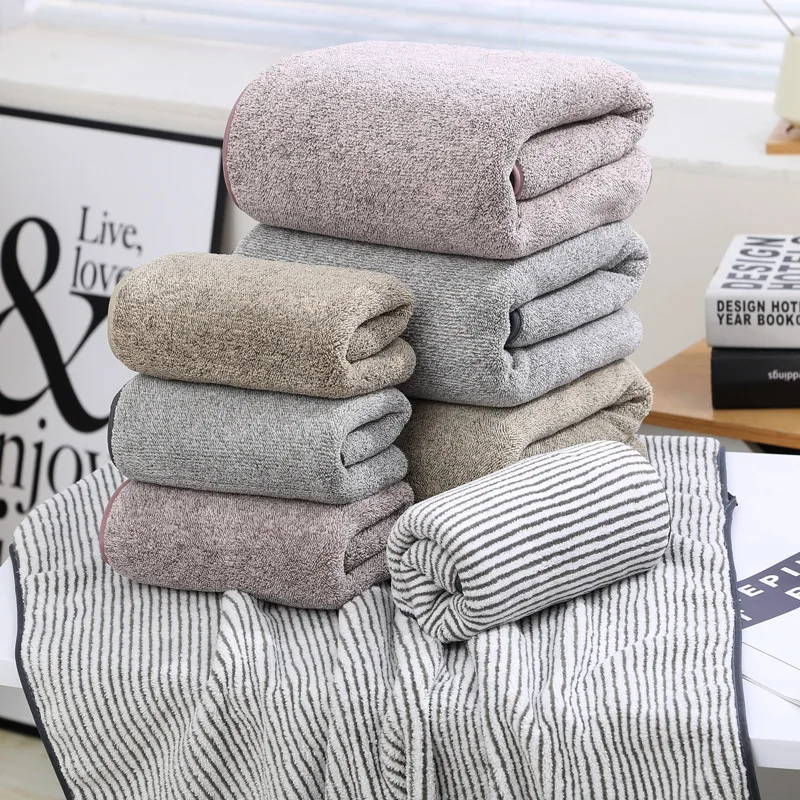 2 Pcs 70X140CM Bamboo Charcoal Fiber Bath Towels Set Thickened Soft Absorbent Microfiber Quick Drying Comfortable Bathroom Towel bath towels microfiber towel set bamboo towel set