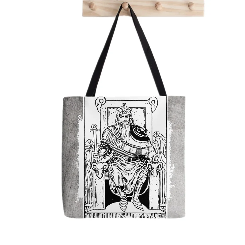 Women Shopper bag Tarot the Death Printed Kawaii Bag Harajuku Shopping Canvas Shopper Bag girl handbag Tote Shoulder Lady Bag