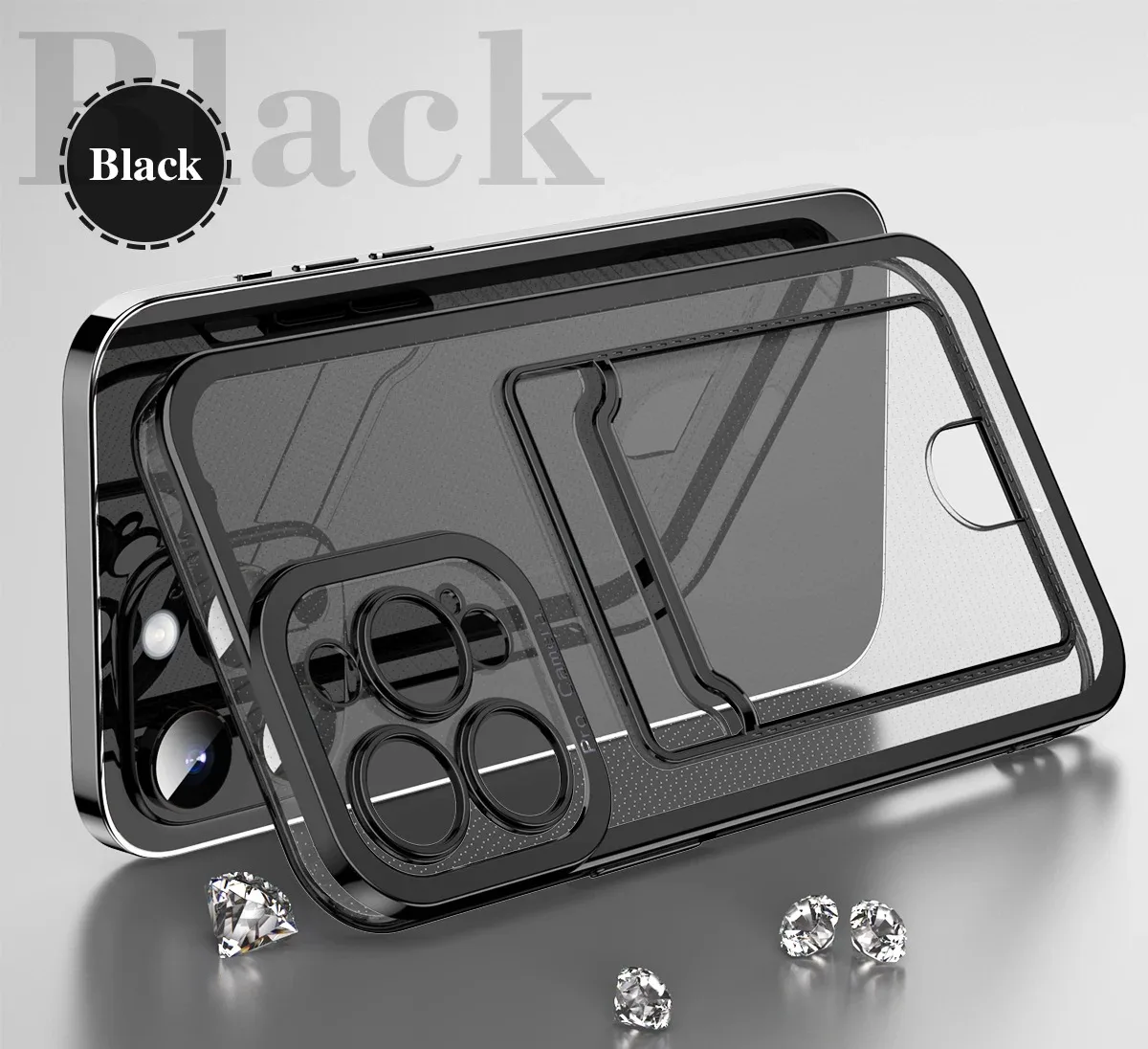 Sleek Silicone Card Slot Wallet Case - Shockproof and Clear Design