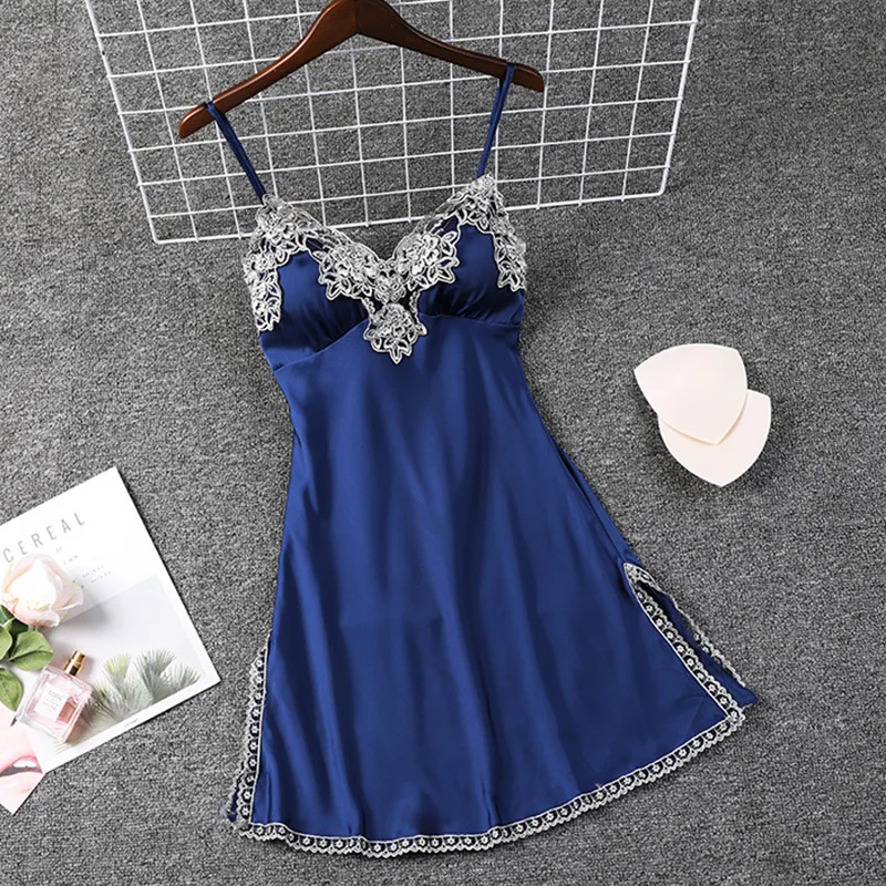 Summer Lace Nightgown Sexy Suspender Nightdress Women Chemise Sleepwear Dress Female Satin Sleepdress Dressing Gown Loungewear