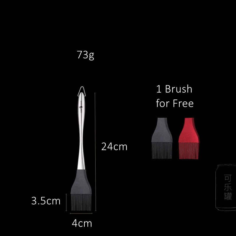 304 Stainless Steel Handle Silicone Head Brush Heatproof Never Shedding Head Barbecue Tool BBQ Accessories