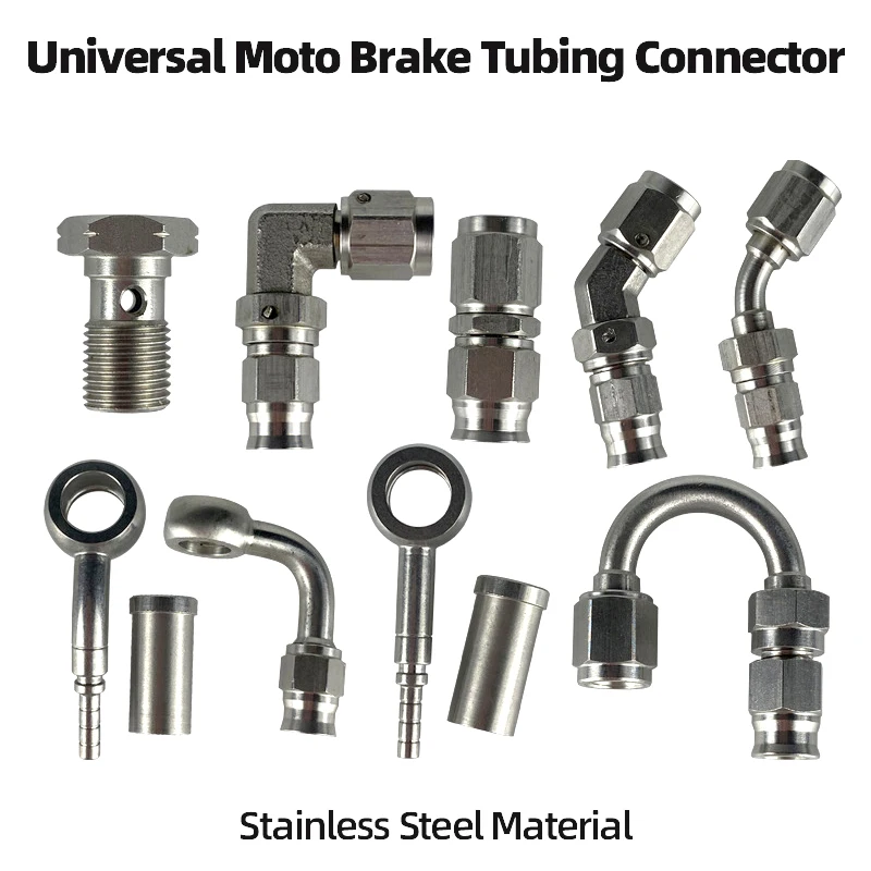 

Universal Motorcycle Brake Up Pump Brake Tubing Connector Quick Release Transfer Screws Stainless Steel Extended Tubing Joints