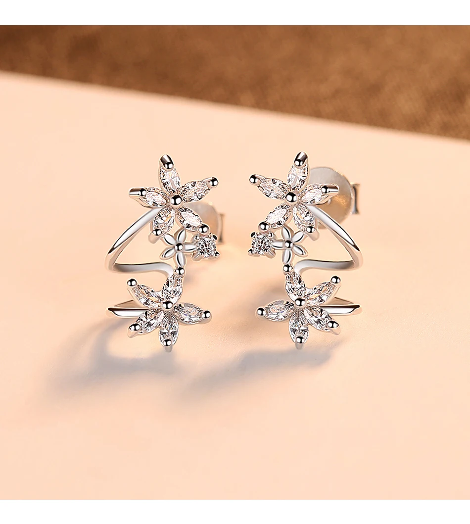 Orecchini a bottone in argento sterling per ragazze Accessori per orecchie da donna in oro bianco con zirconi cubici_voghion.com