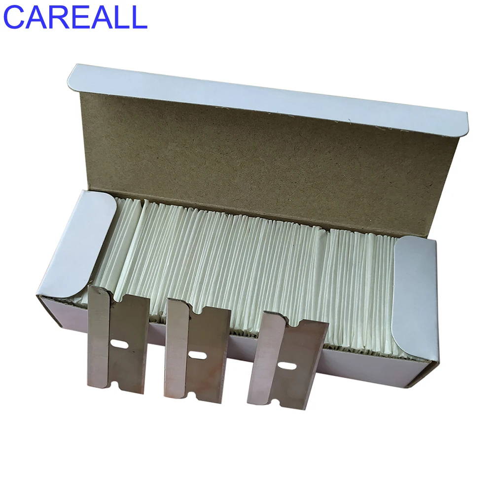 Razor Blade Scraper CAREALL 100pcs Carbon Steel Razor Blade Scraper Vinyl Wrap Film Glue Window Ceramic Glass Oven Shovel Car Clean Sticker Remover