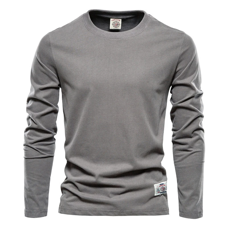 cotton t shirts 100% Cotton Long Sleeve T shirt For Men Solid Spring Casual Mens T-shirts High Quality Male Tops Classic Clothes Men's T-shirts shirt