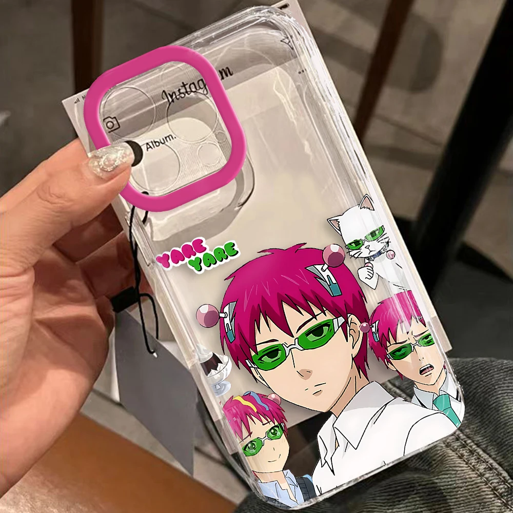 Cute Kitty Boy Saiki Kusuo Clear Space Case For iPhone 11 12 13 14 15 16 Pro Max Mini X Xs XR 7 8 plus Se2020 Cartoon Character 3