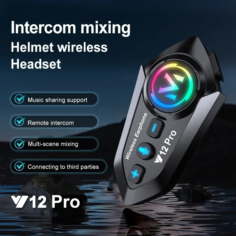Motorcycle Helmet Intercom Dual-Core 5.4 Chip IPX6 Waterproof