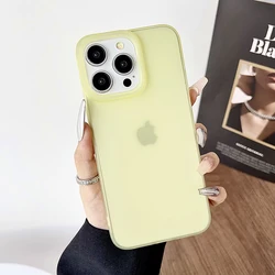 Luxury Transparent Matte Soft Candy Color Square Silicone Clear Shell Case - iPhone 15 Plus (YELLOW)