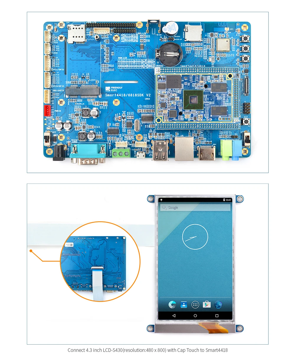 Smart4418 CPU Board Dev Kit 2.0 S5P4418 Quad Core Cortex-A9 1GB DDR3 RAM Support