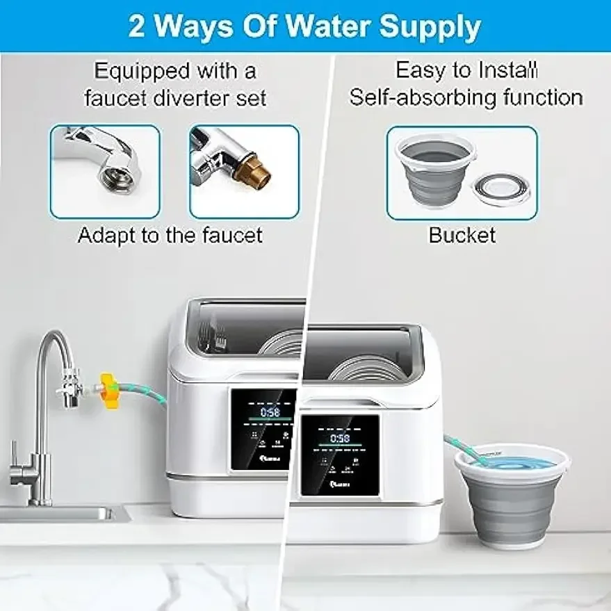 Portable Countertop Dishwasher, IAGREEA Compact Mini Dishwasher With 7 Washing Programs, Auto Water Injection, Anti-Leakage