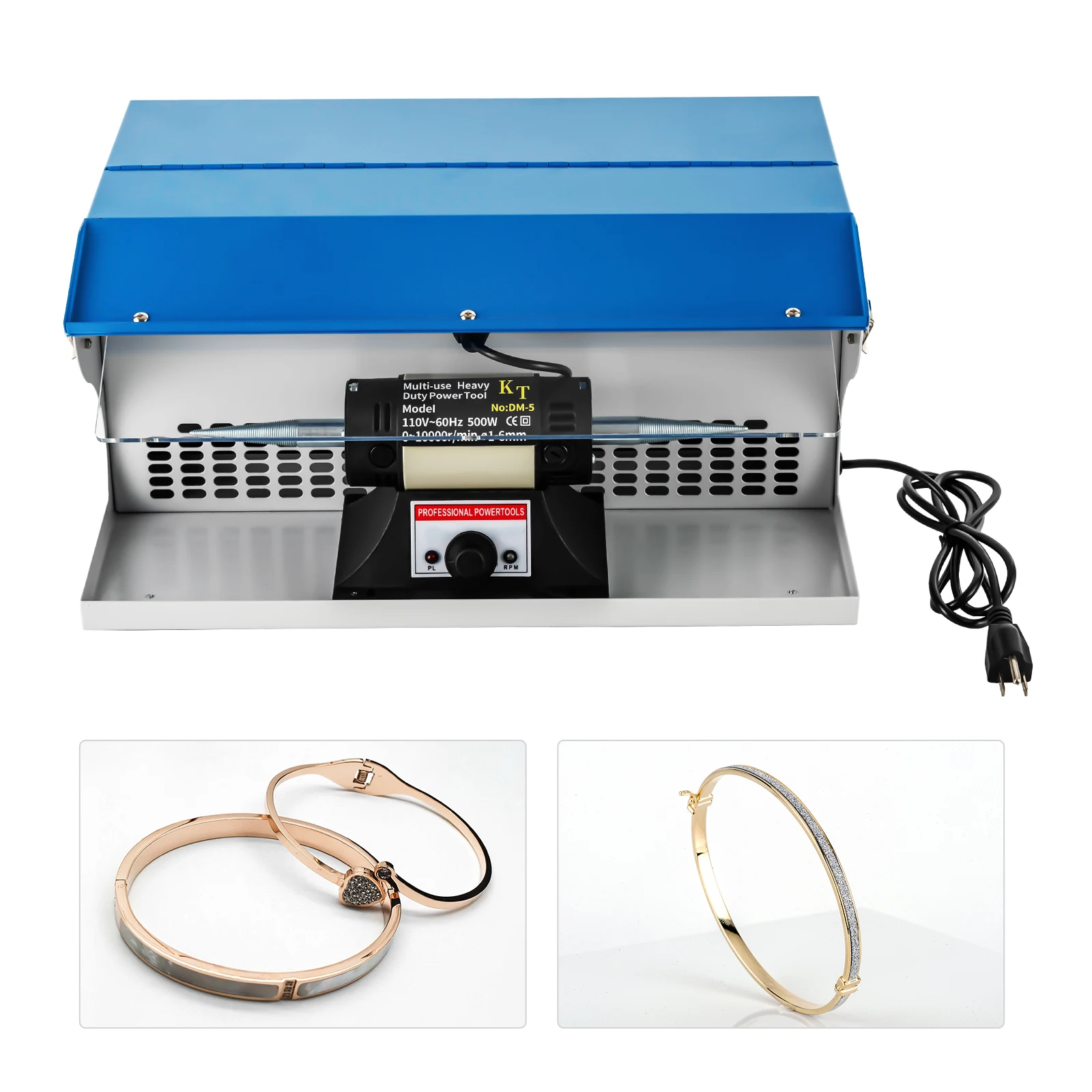 500W Jewelry Polishing Buffing Machine, Tabletop Dust Collector Polishing Machine Jewelry Buffing Machine, 0-10000 RPM