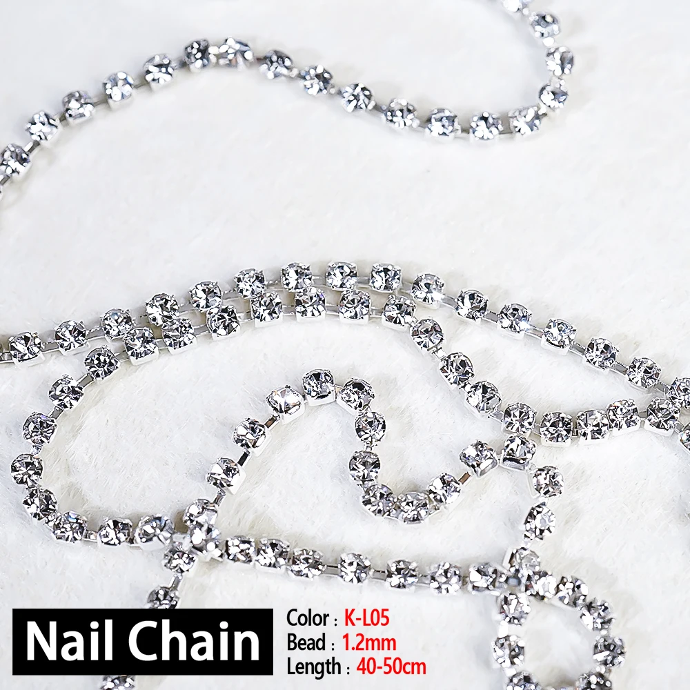 Nail Chain 0.8mm/1.0mm/50cm Rose Gold Silver Pixie Stone Decorations Accessory Metal Steel Ball Chain Nail Art Jewelry