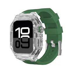 Luxury Transparent Modification Kit Case for Apple Watch with Silicone Strap (Transparent Green)