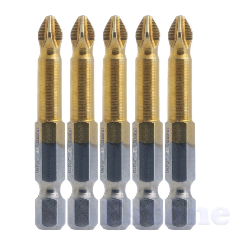 

5Pcs for TITANIUM Coated 1/4" Shank PH2 50mm Anti Slip Electric Screwdriver