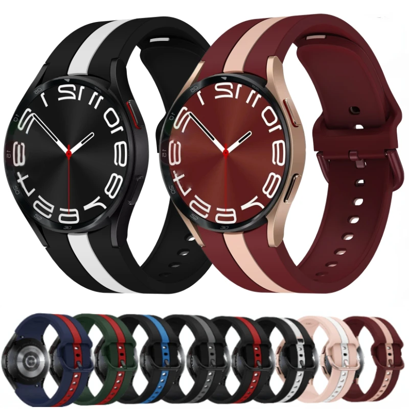 

20mm Gapless Silicone Strap for Samsung Galaxy Watch 6 5 4 44mm 40mm 5 Pro 45mm Original Bracelet for Watch 6 Classic 43mm 47mm