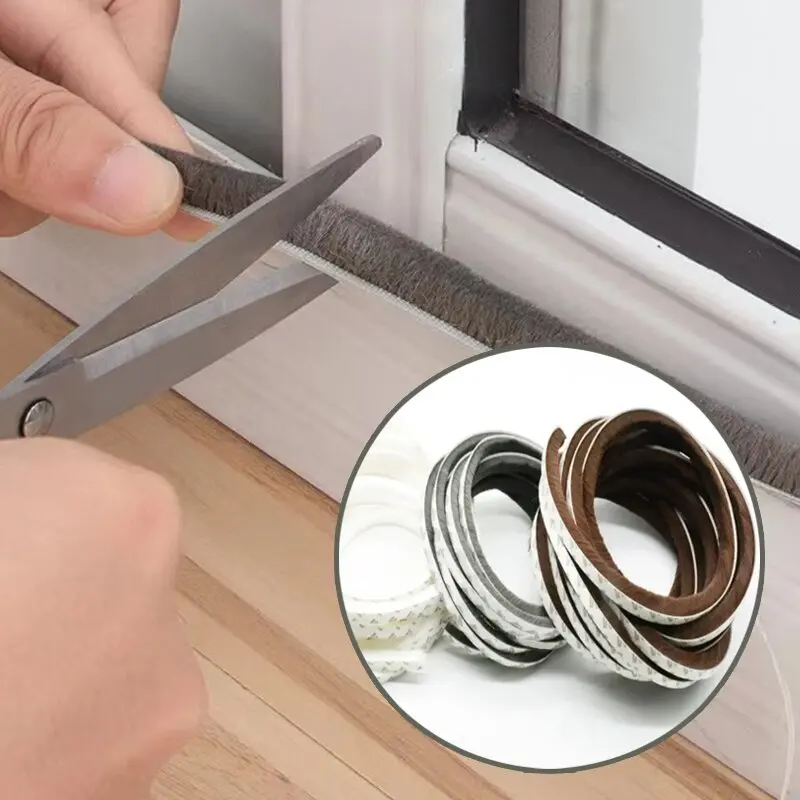 Self-adhesive Sealing Wind-proof Brush Strip 1 meters Home Door Window Sound Insulation Strip Gasket