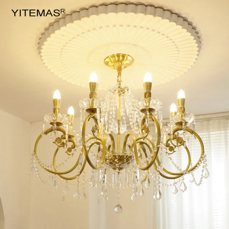 

Living Room Crystal Chandelier Gold Copper Hanging Lights For Living Room Master Bedroom French Country Luxury Chandeliers Lamp