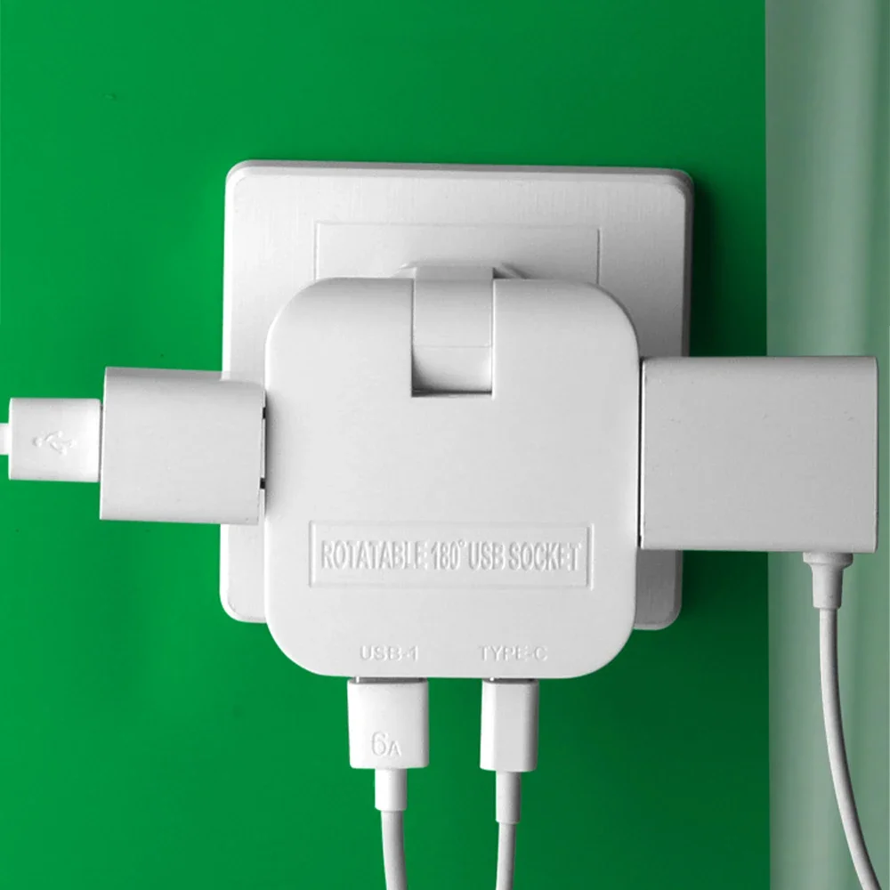 รูปสินค้า อะแดปเตอร์ EU พับได้ 4 แบบ ชาร์จ USB & Type C